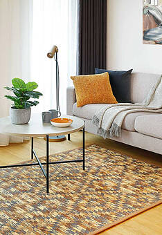 безворсовый ковер в интерьере лицевой стороной Smart Weave Vergi-Caramel
