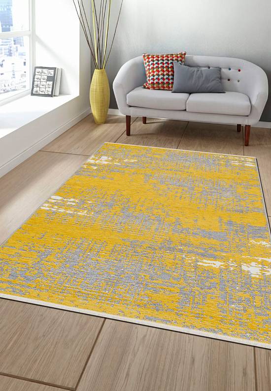 Двусторонний безворсовый ковер NK 01 Yellow Grey