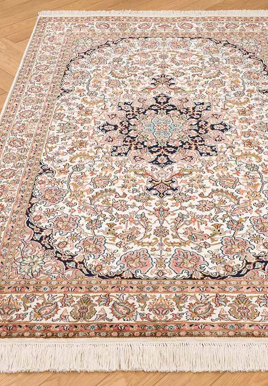 Шелковый ковер ручной работы из Индии 229688-Saroukh beige/blue