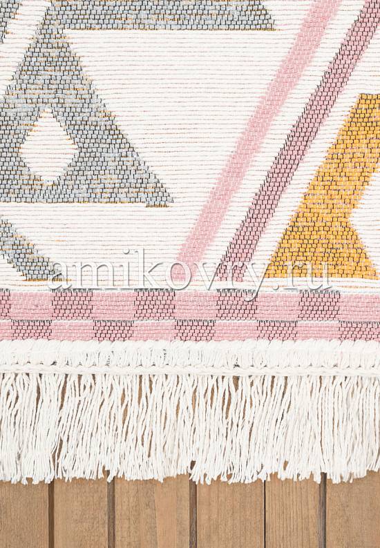 Двусторонний безворсовый ковер в этно-стиле AR 08 Pink Yellow