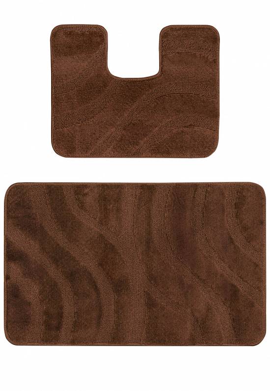 Коричневый комплект ковриков для ванной и туалета Symphony 2518 Brown PS