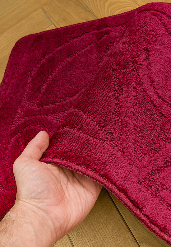 Малиновый комплект ковриков для ванной и туалета Flora 2577 Burgundy PS