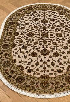 ковер в перспективе против ворса Kashan gold 10/10 SC-733-2-Ivory/Camel овал
