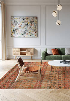 ковер ручной работы в интерьере Eden 6/5 GS-1016-Carnelian/Poppy