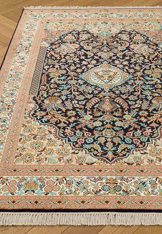 Шелковый ковер ручной работы IIST-GIKZN7Z7C Kashan Blue