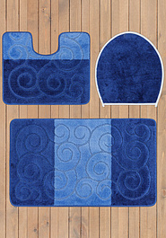 дизайн комплекта ковриков для ванной Confetti Bath Maximus Sile 2582 Dark Blue BQF