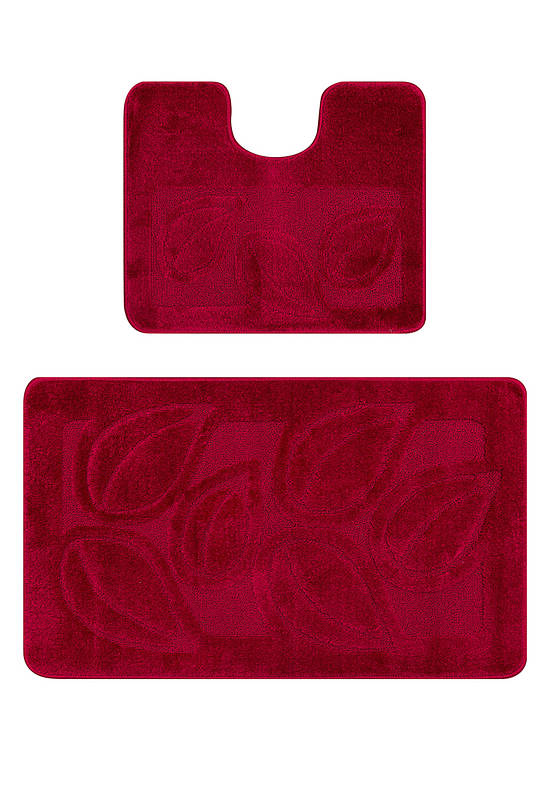 Малиновый комплект ковриков для ванной и туалета Flora 2577 Burgundy PS