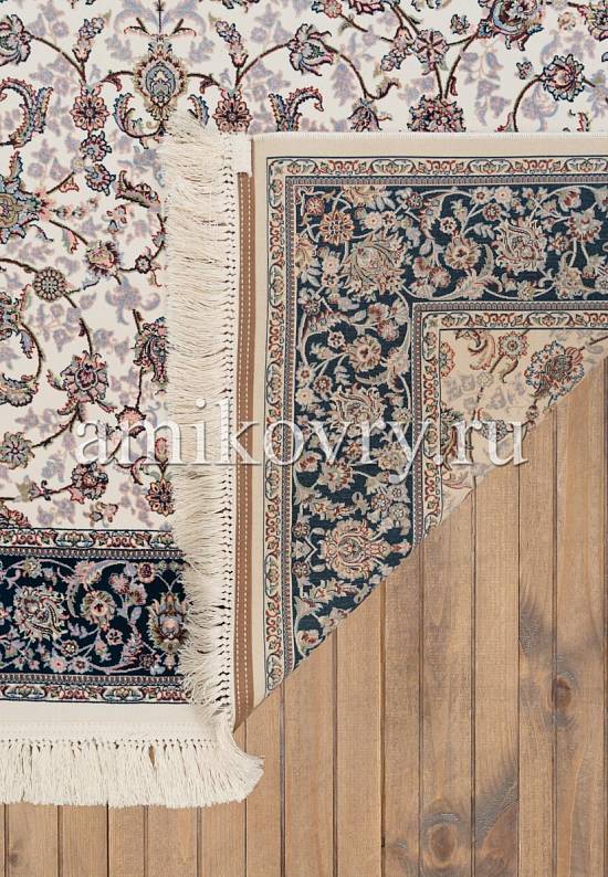 Иранский высокоплотный ковер Parmoon Cream-Dark Blue