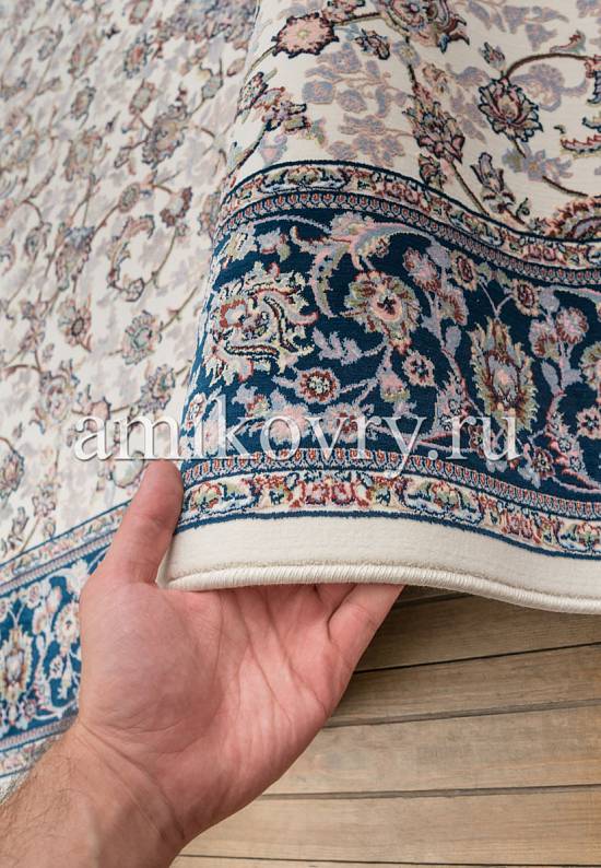 Иранский высокоплотный ковер Parmoon Cream-Dark Blue