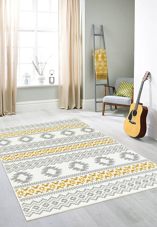 Двусторонний безворсовый ковер NK 09 Grey Yellow