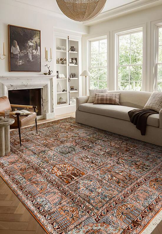 Шелковый ковер ручной работы из Индии 236042-Ghom rust