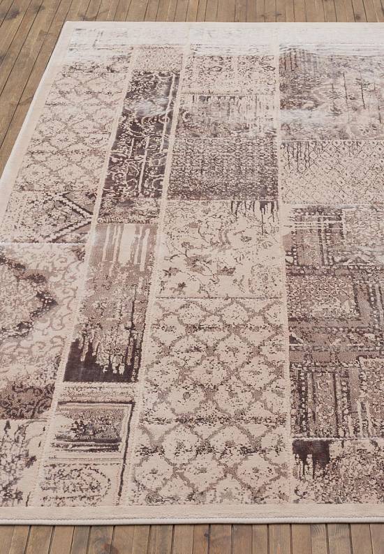 Турецкий ковер из хлопка и вискозы Patchwork Fildisi