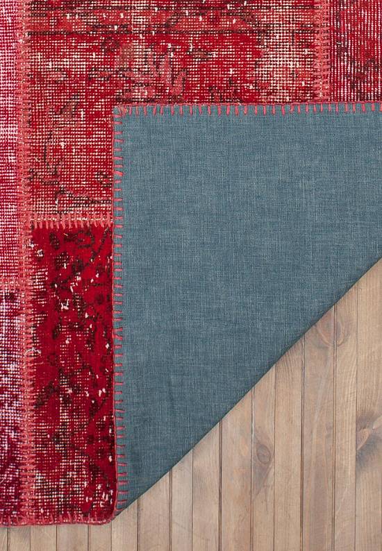 Безворсовый ковер-пэчворк ручной работы 013-Ribbon Red