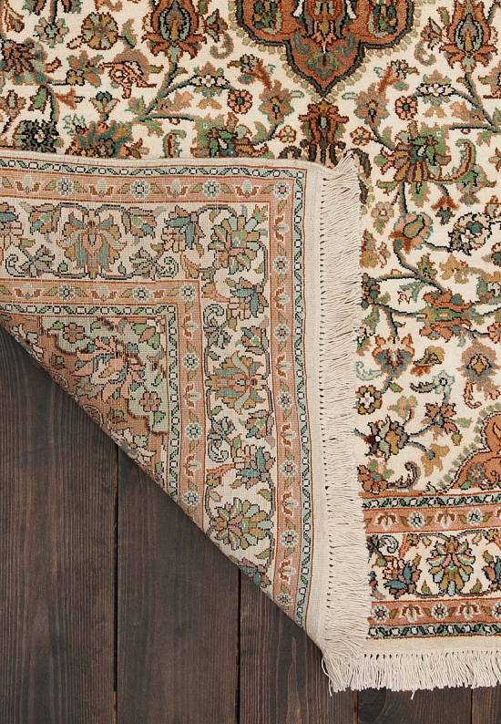 Шелковый ковер ручной работы из Индии 244190-Kerman beige/brown