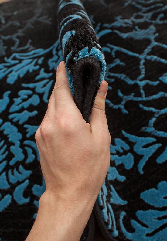 Синтетический ковер 0214MS-Blue-Black