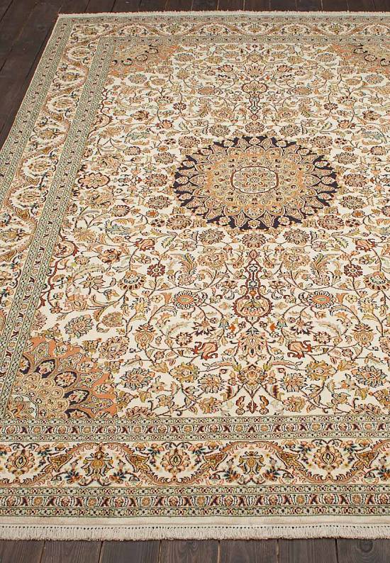 Шелковый ковер ручной работы из Индии 243523-Nain beige/green