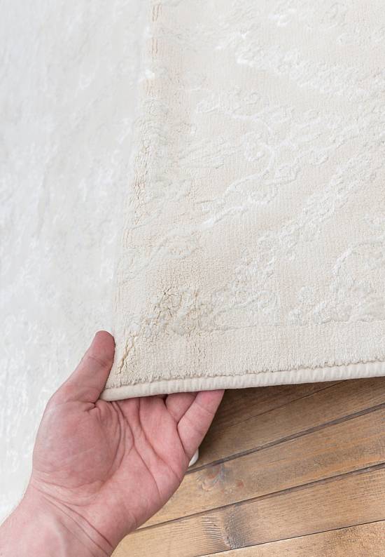 Турецкий ковер из хлопка и вискозы Damask Ekru