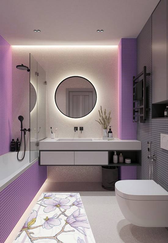 Светлый коврик для ванной  Interlace 01 Lilac
