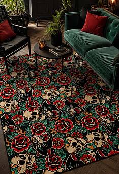 безворсовый ковер в интерьере Rio Old School Pattern