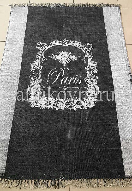 Безворсовый ковер из хлопка JHC-19 blue-white paris discount1