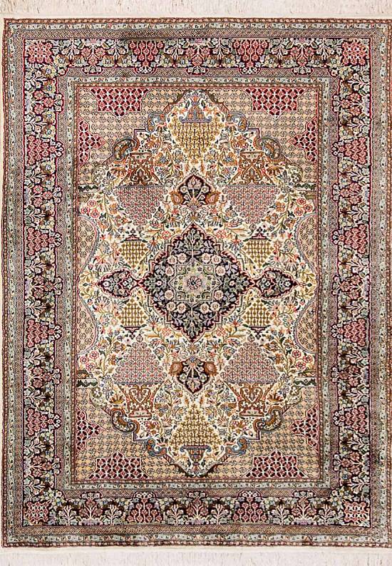 Шелковый ковер ручной работы из Индии Samudra Beige Blue