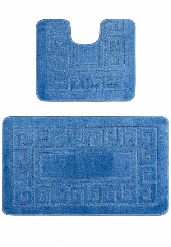Синий комплект ковриков для ванной комнаты и туалета Ethnic 2509 Blue BQ