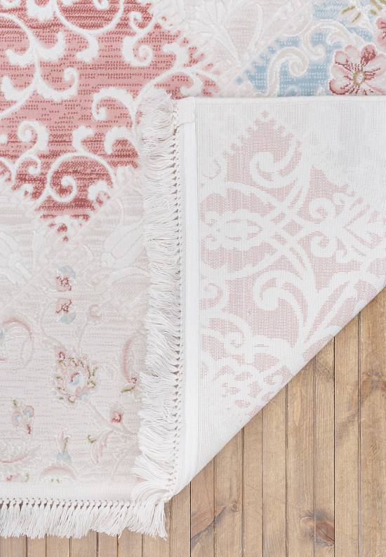 Акриловый ковер с бахромой MR0144-Ivory-D.Powder/Kemik-K.Pudra