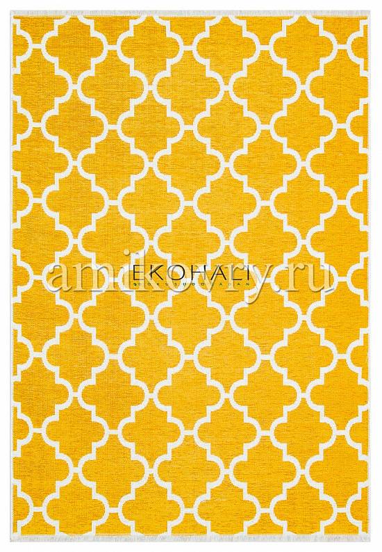 Двусторонний безворсовый ковер из шенилла NK 04 Yellow Grey