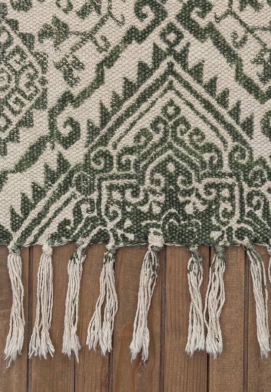 Безворсовый ковер из хлопка JHC-17-07 natural-green