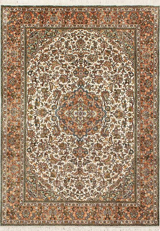 Шелковый ковер ручной работы из Индии 244030-Faraghan beige/rust