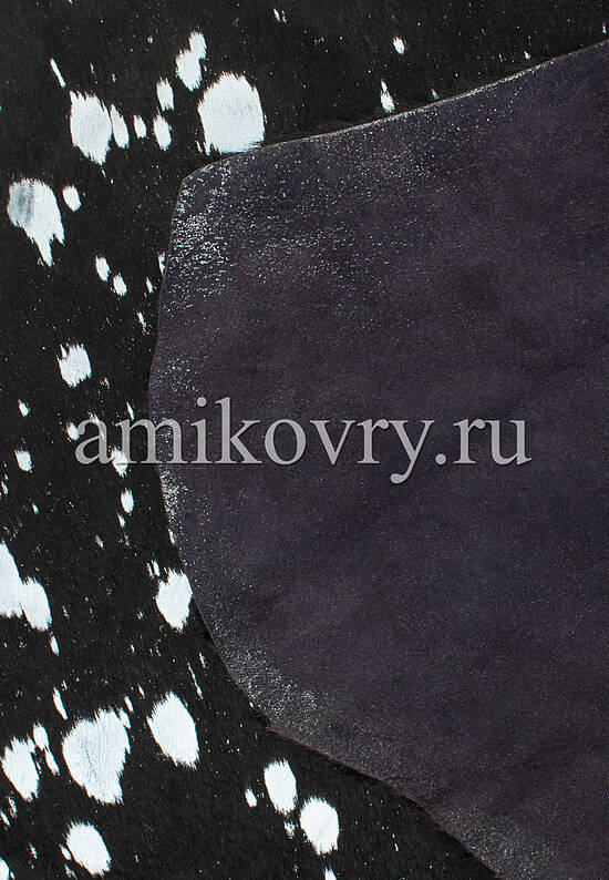 Натуральная шкура коровы Хай-тек Серебро на чёрном
