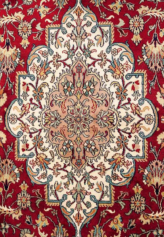 Шелковый ковер ручной работы из Индии 235754-Kerman red/beige