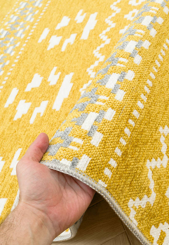 Двусторонний безворсовый ковер NK 09 Grey Yellow