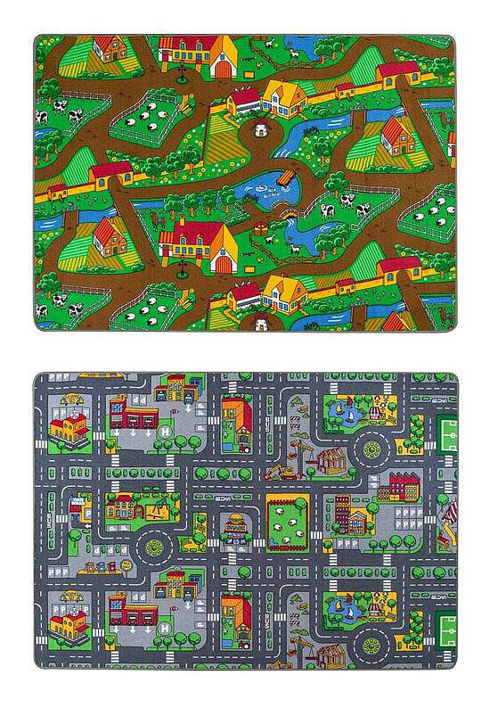 Двухсторонний детский игровой коврик DUO City Grey+Farm discount20