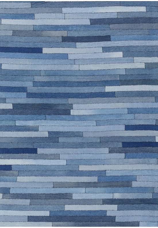 Ковер пэчворк ручной работы из джинсы Stripes-Natural