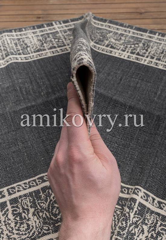 Безворсовый ковер ручной работы из Индии JHC-17-03 natural-dark grey