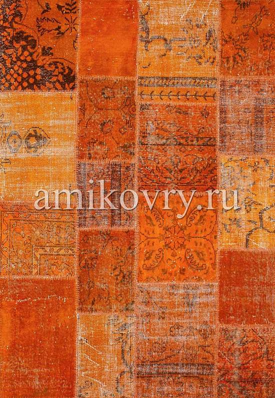Безворсовый ковер-пэчворк ручной работы 004-Amber Glow