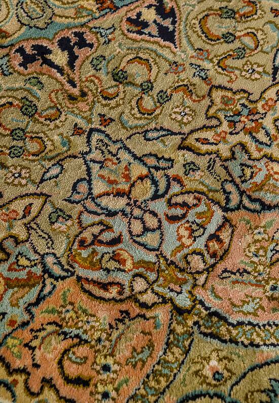 Шелковый ковер ручной работы 474884 Blue-Green