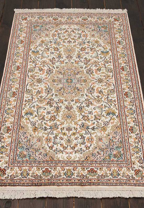 Шелковый ковер ручной работы из Индии 244189-Keshan beige/rose