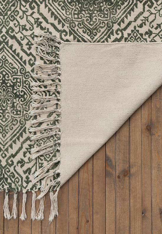 Безворсовый ковер из хлопка JHC-17-07 natural-green