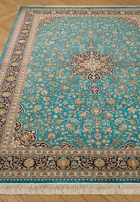 Шелковый ковер ручной работы 474886 Dark Blue