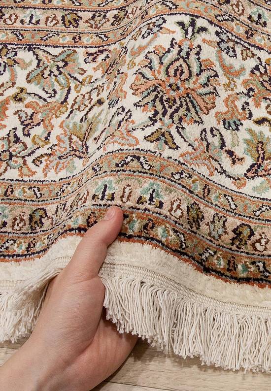 Шелковый ковер ручной работы из Индии 237086-beige/beige