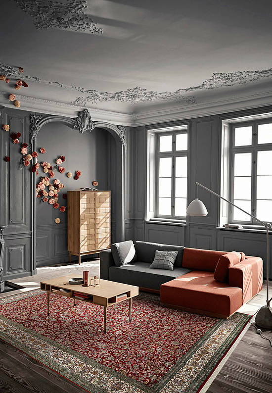 Шелковый ковер ручной работы из Индии Afshar Red Beige