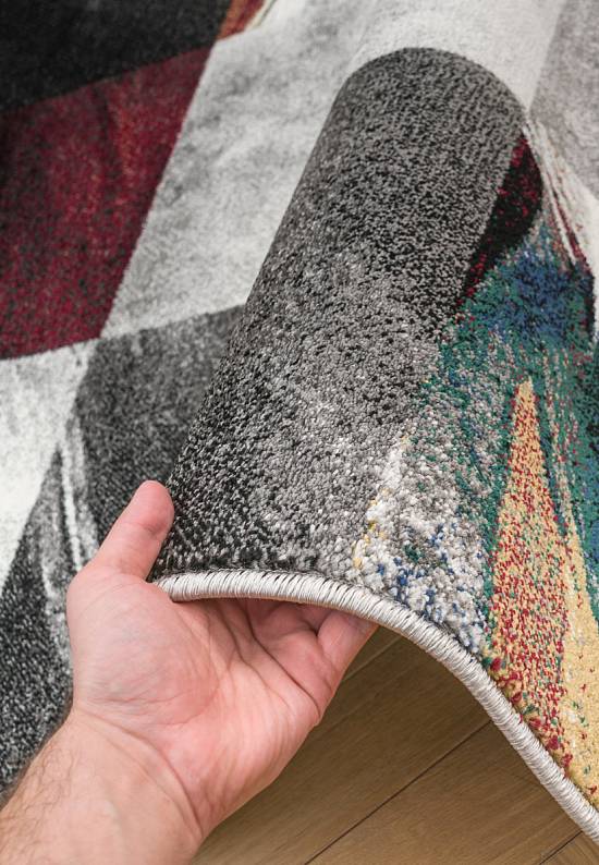 Современный синтетический ковер D819-Gray-Red