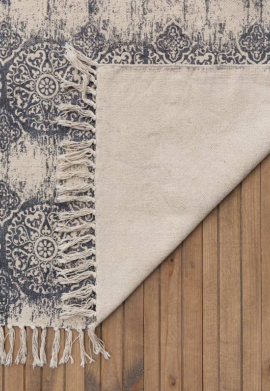 Безворсовый ковер из хлопка JHC-17-06 natural-blue