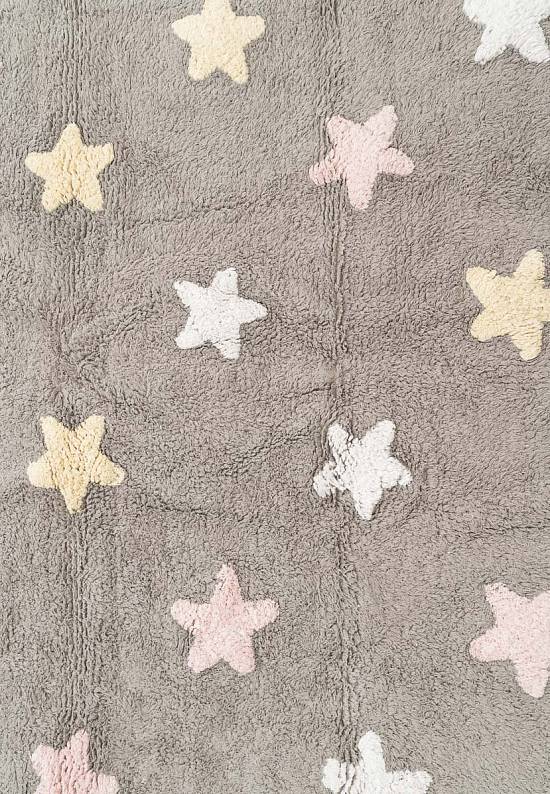 Детский стираемый ковер Stars Tricolor Grey-Pink