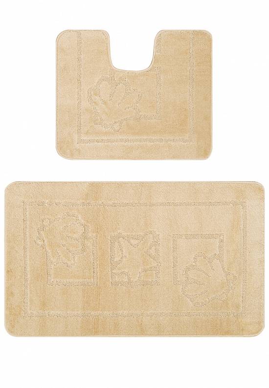 Бежевый комплект ковриков для ванной и туалета Maritime-2 2540 Beige BQ