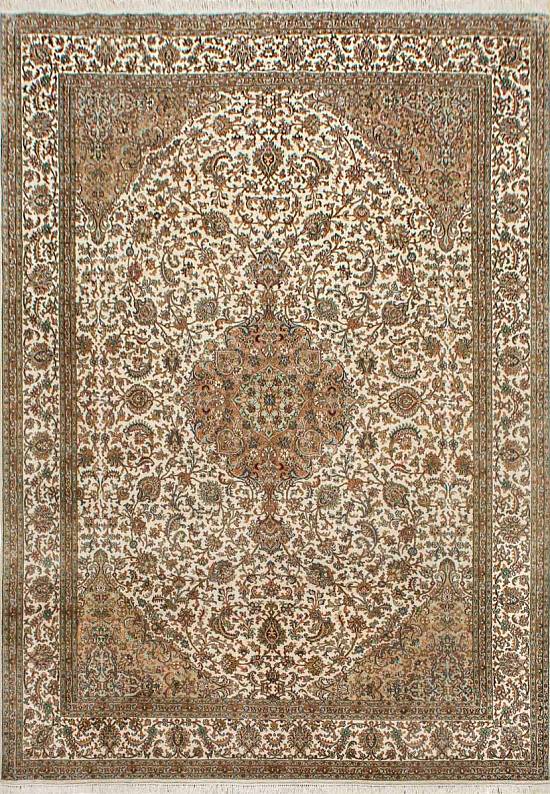 Шелковый ковер ручной работы из Индии Kerman Beige Brown