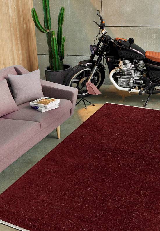 Двусторонний безворсовый ковер PPA274 Bordo-Black