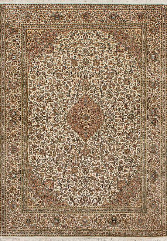 Шелковый ковер ручной работы из Индии 240706-Keshan beige/rust
